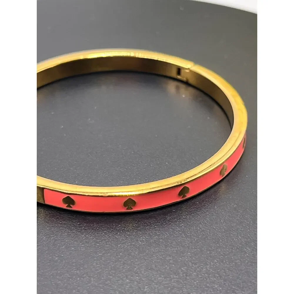 Kate Spade New York Pink‎ Enamel Golf Spades Bangle Bracelet Spot The Spade - Picture 6 of 7